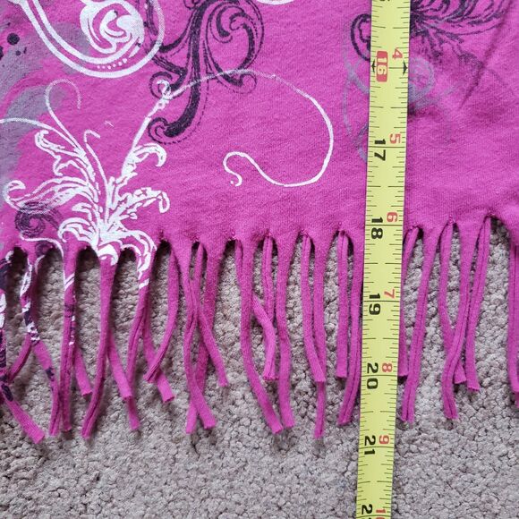 EPG Y2k Women's Graphic Print Cropped T-shirt Glitter Fringe Boho Pink Size S - Picture 5 of 6